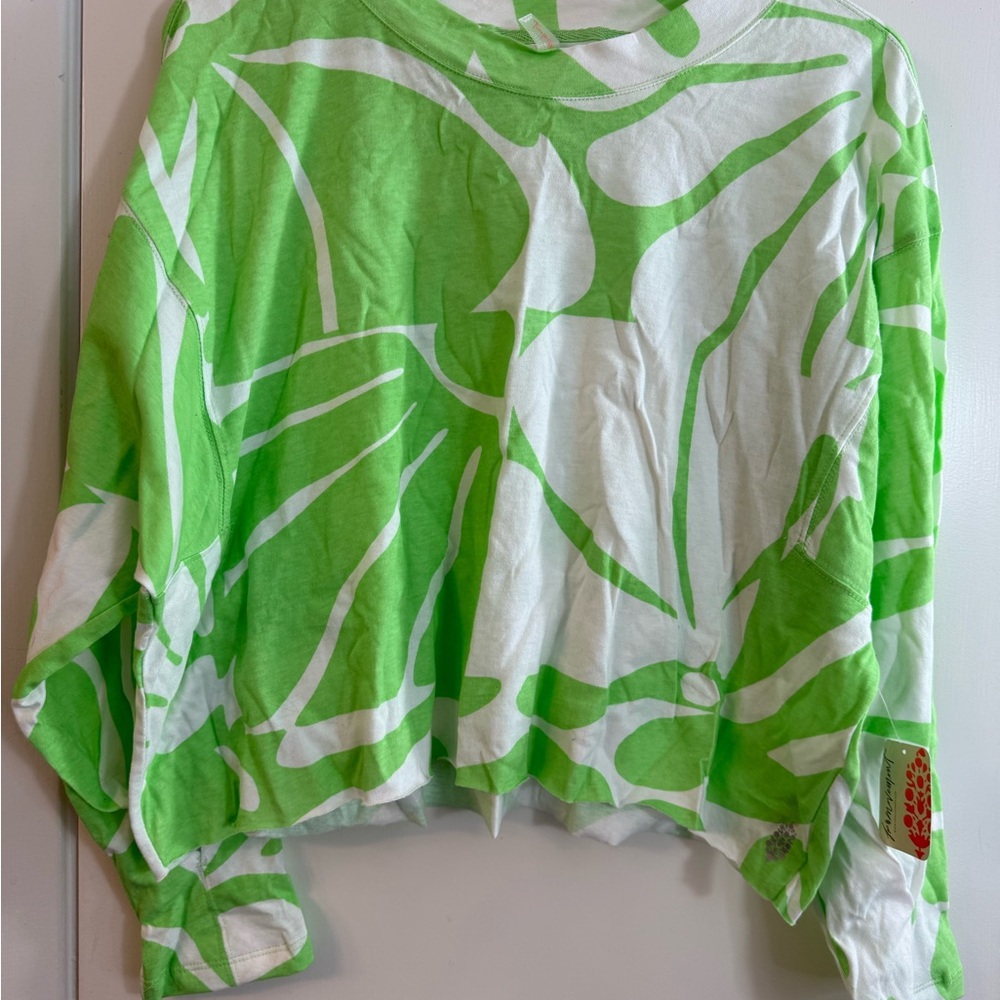 Free People Movement, lime green, color block pullover, oversized
